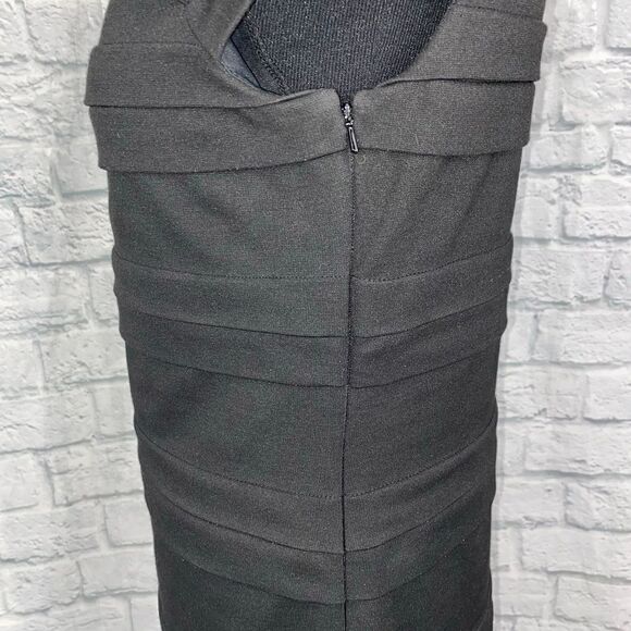 Max and Cleo midi bodycon layered dress w/cap sleeves black sz 10 - Picture 6 of 12